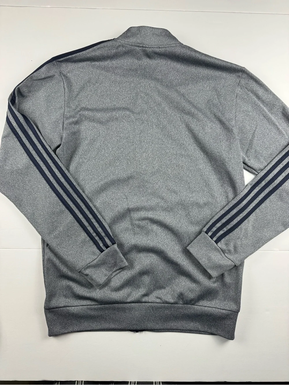 adidas Grey Track Jacket with Navy Shoulder Stripes